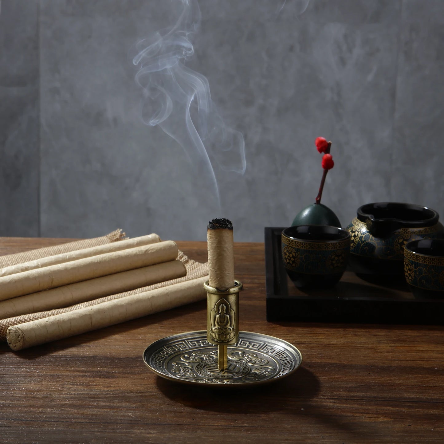 Chinese Style Metal Palo Santo Holder Incense Burner for Palo Santo Sticks Incense Holder Scent Wood Stand and Ash Catche