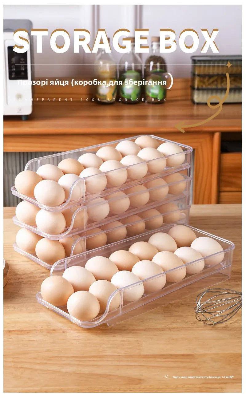 Portable Rolling Egg Storage Box – Kitchen Refrigerator Egg Holder Organizer Food Storage Container
