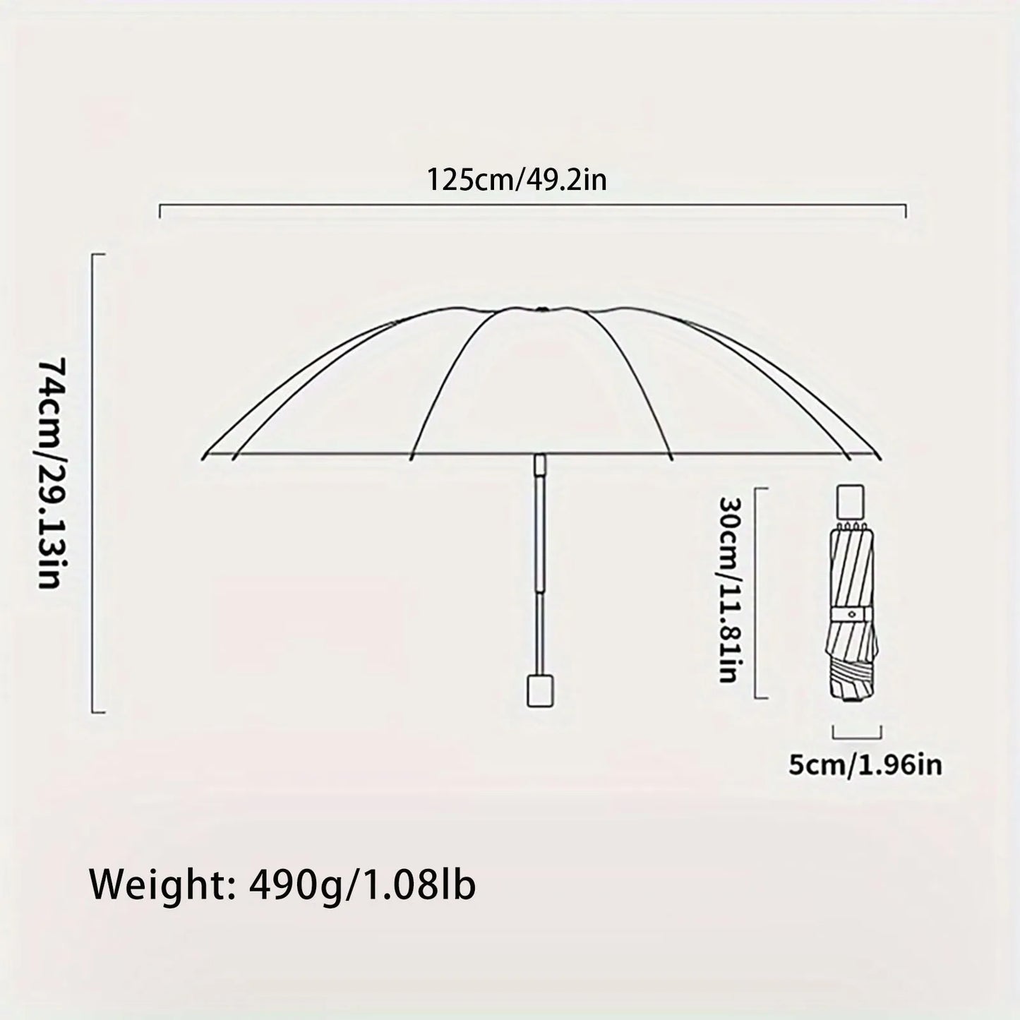 Triple Folding Windproof Reinforced Business Umbrella Dual Use Sun Rain Compact Travel Umbrella