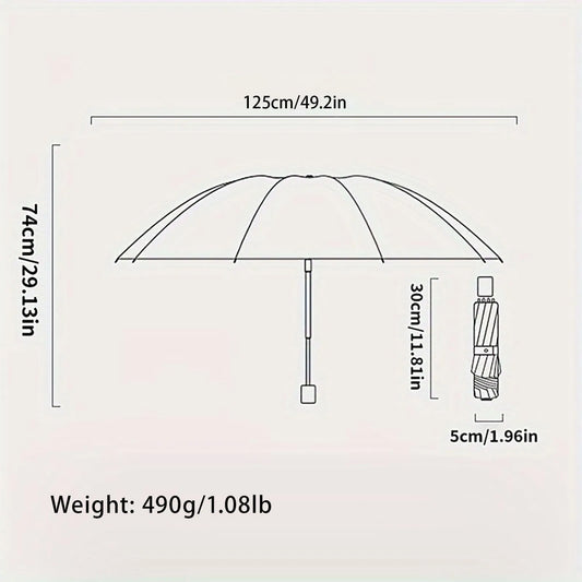 Triple Folding Windproof Reinforced Business Umbrella Dual Use Sun Rain Compact Travel Umbrella