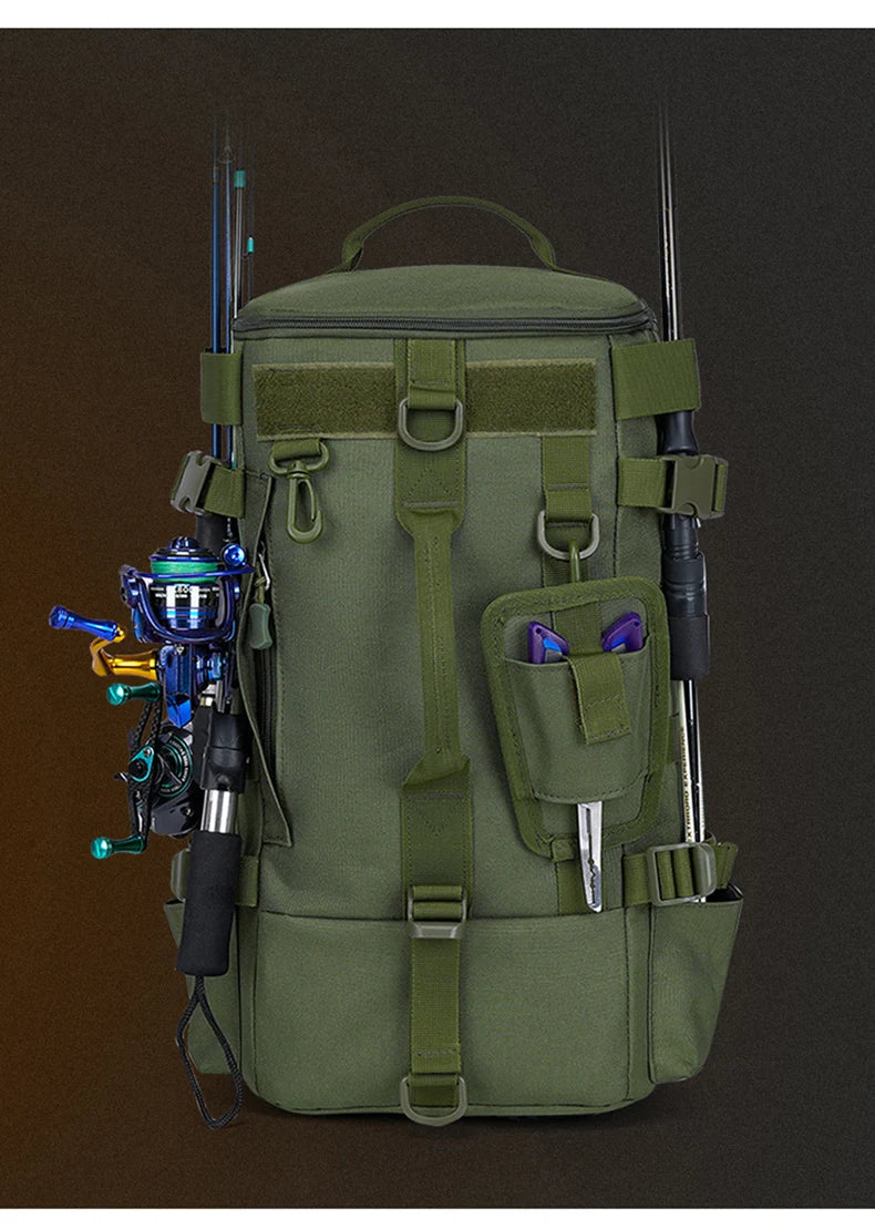 Large Capacity Fishing Gear Storage Backpack Fishing Bag Wet Dry Separation Splash-proof LUYA Bag Hiking Fishing Camping Packs