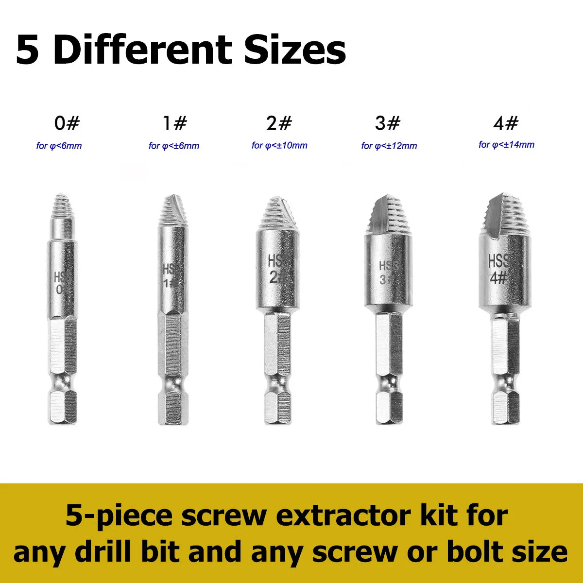5Pcs Damaged Screw Extractor Drill Bit High Speed Steel Double Easily Take Out Side Drill Out Broken Screw Remover Bolt
