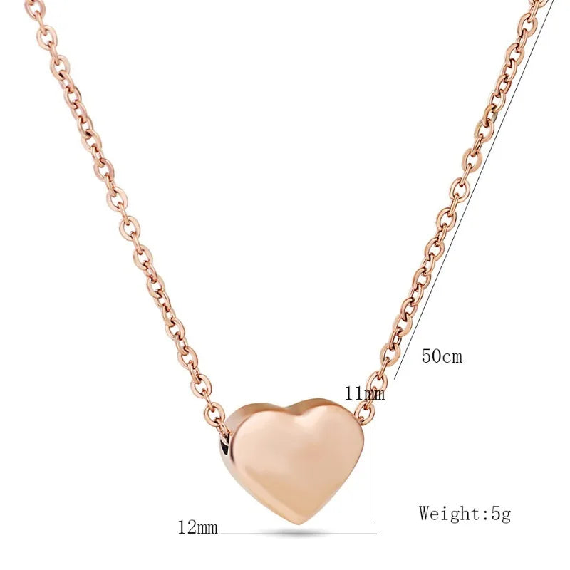 Stainless Steel Heart Necklaces For Women Korean Style Collar Pendant Men Chain Necklace 50 cm