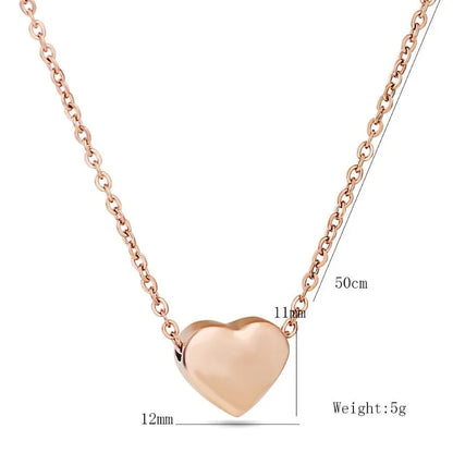 Stainless Steel Heart Necklaces For Women Korean Style Collar Pendant Men Chain Necklace 50 cm