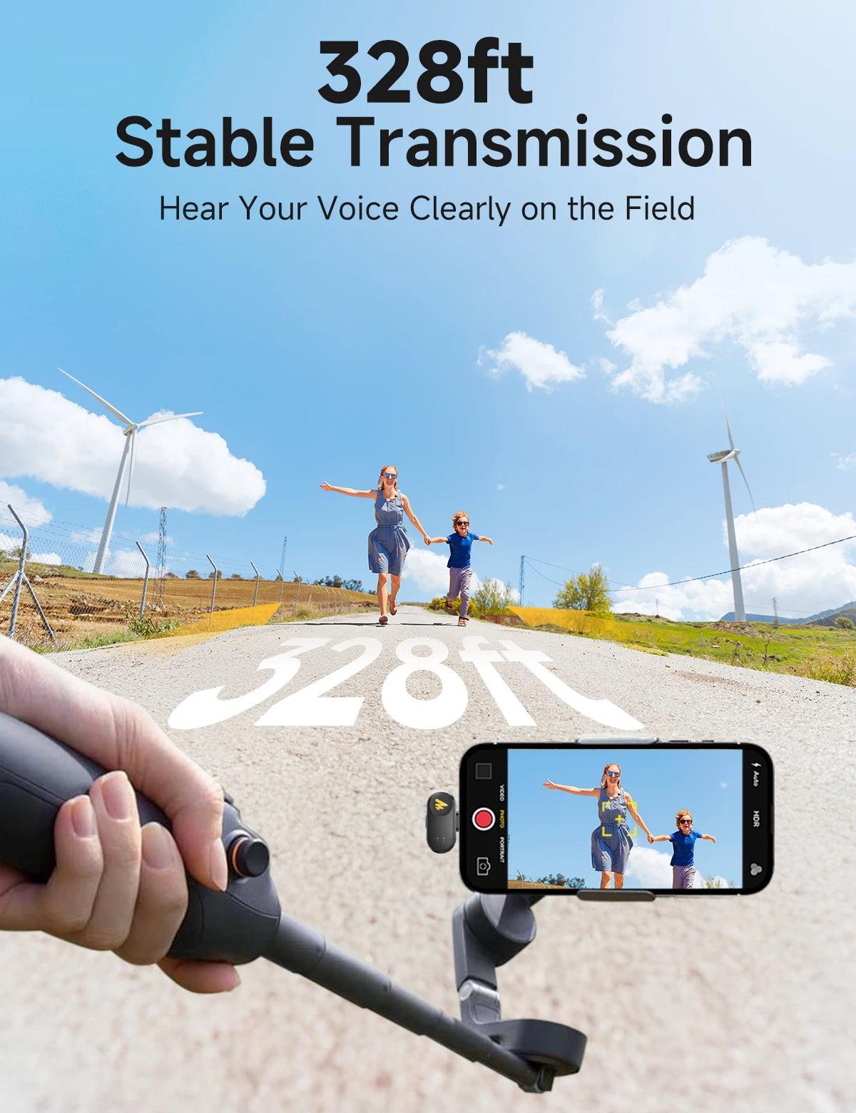 Wireless Lavalier Microphone with AI Noise Cancellation Auto Clipping and App Control