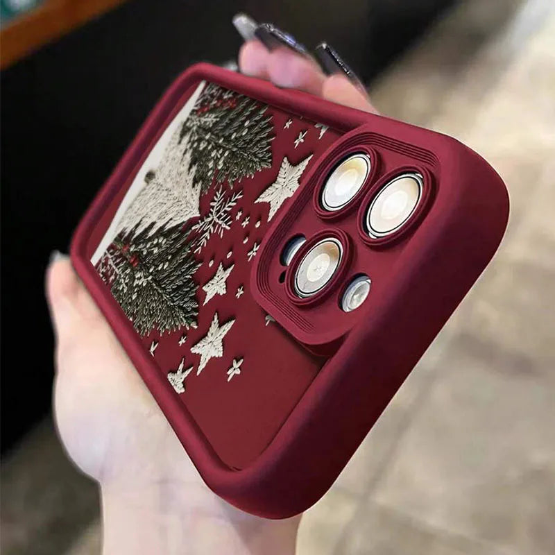 Winter Christmas Tree Design Pattern Phone Case For iPhone 17 16 Pro Max Air 15 14 16e Cover