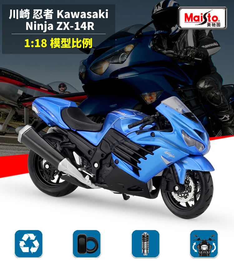 1 18 Scale Kawasaki Ninja ZX14R Diecast Motorcycle Model