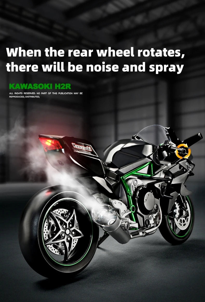 Diecast H2 H2R Sports Motorcycle Model 1 to 9 Scale
