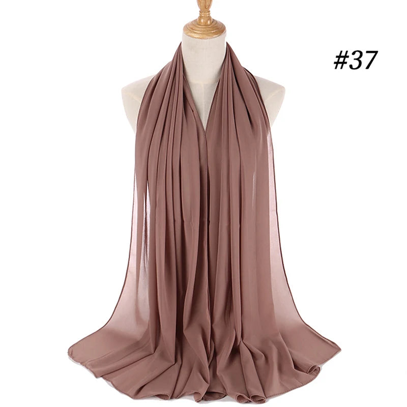 Muslim Chiffon Hijab Women Bubble Chiffon Scarf For Women Ladies Veil Muslim Islam Solid Color Malaysia Wrap Scarves