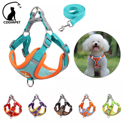 No Pull Pet Dog Harness and Leash Set Adjustable Puppy Cat Harness Vest Reflective Walking Lead Leash