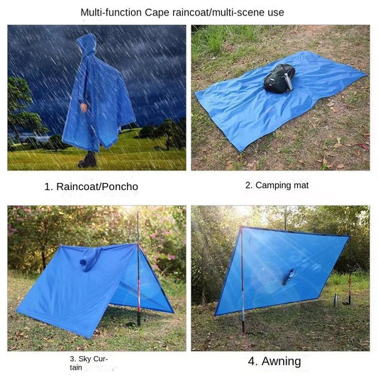 Three in One Waterproof Rain Poncho with Hood and Sleeves for Hiking