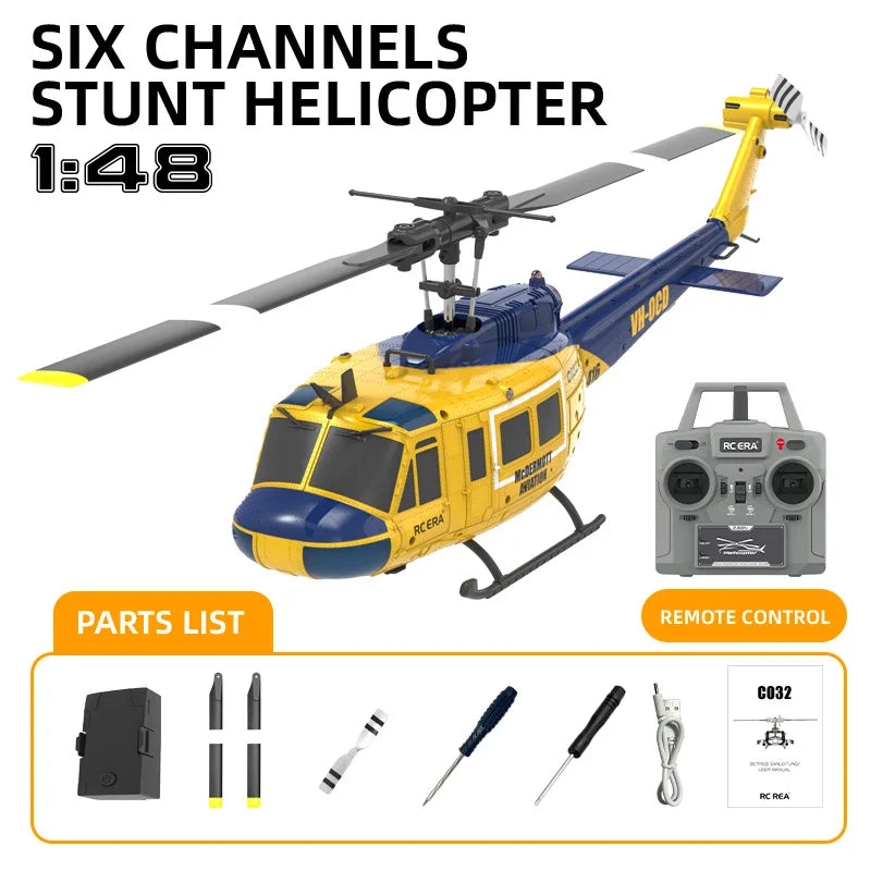 Uh-1 Huey Simulation 3d Six Way Aileron Free Reverse Flying Stunt Helicopter Electric Remote-Controlled Aircraft Model Toy
