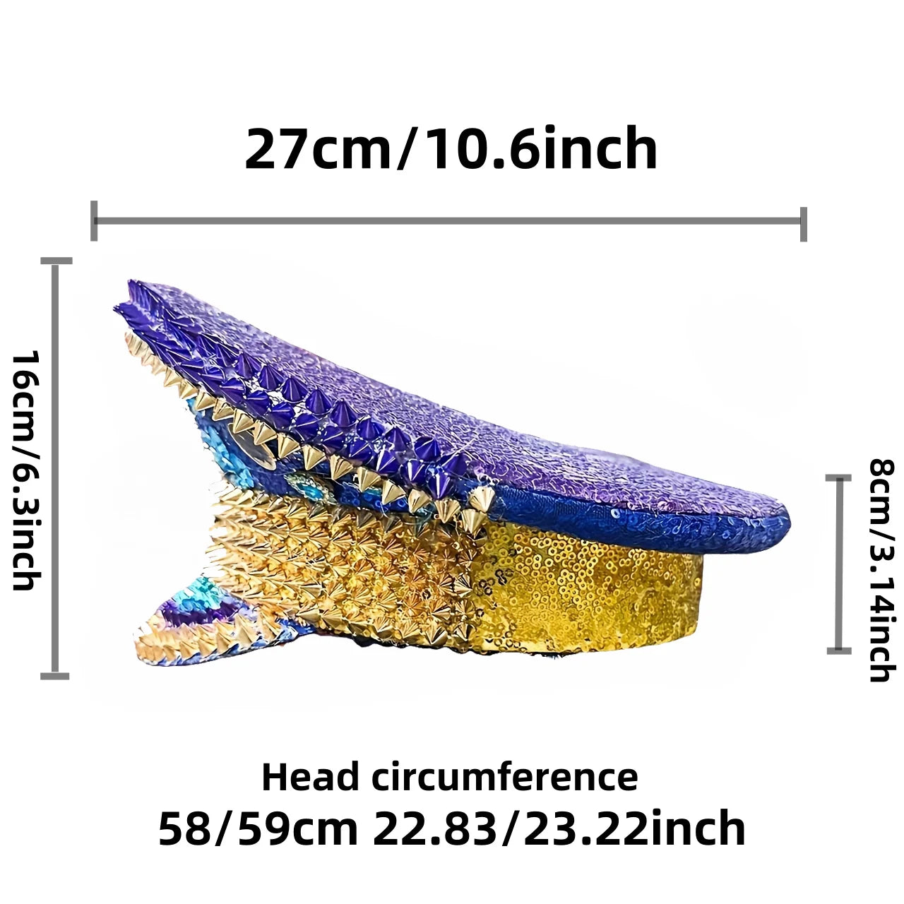 Ramadan Festival Captain Hat Moon Blue Gold Rivet Unisex Adult Military Cap Rhinestone Hen Do Hat Steampunk Masquerade Party