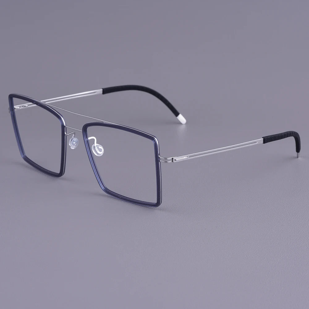 Oversized Double Bridge Titanium Acetate Eyeglasses Frame