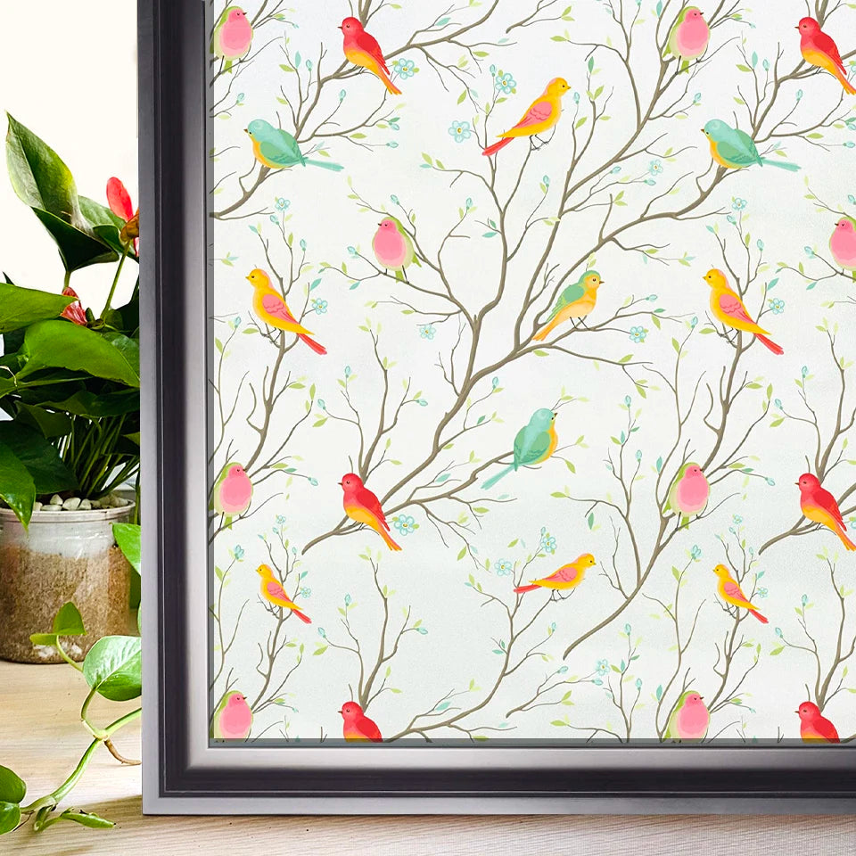 Privacy Window Films No Glue Static Adhesive Glass Film for Decorative Bathroom Living Room Kitchen Rental Apartment Rainbow