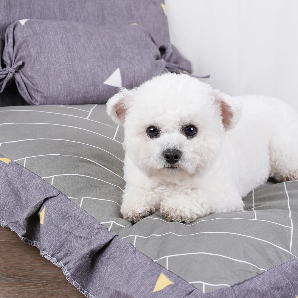Striped Plush Pet Bed Sofa Cushion for Dogs and Cats