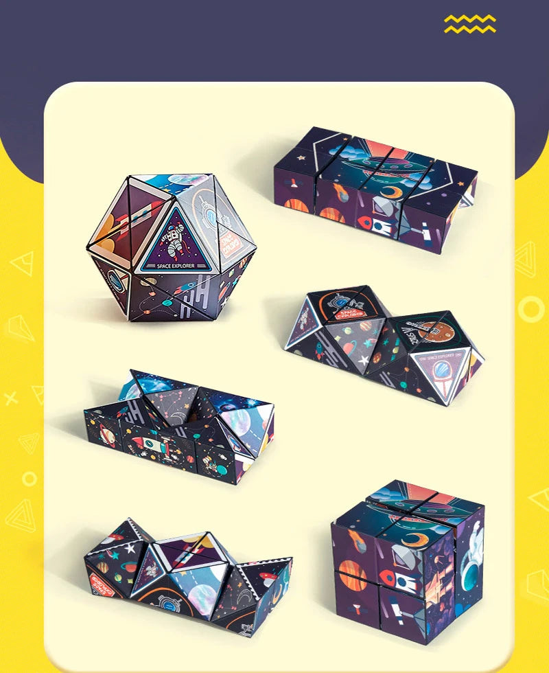 Extraordinary 3D Magic Cube Puzzle Fidget Toys Variety Geometric Shape Changeable Decompression Hand Flip Puzzle Cube