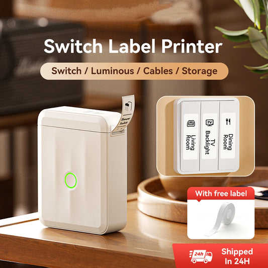 D110 Mini Portable Thermal Label Printer, Bluetooth Wireless Inkless Sticker Maker 12–15mm, Compact Label Machine for Home Organization