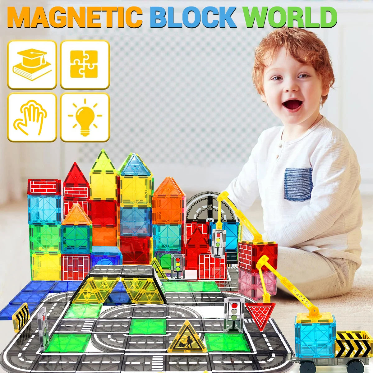 Building Blocks set with car assembly toys  Montessori Educational Game Toys for Boys Girls Gifts