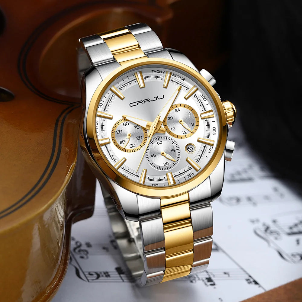 Men Watch Sports Casual Quartz Wristwatches with Chronograph Fashion Stainless Steel Auto Date Clock Male