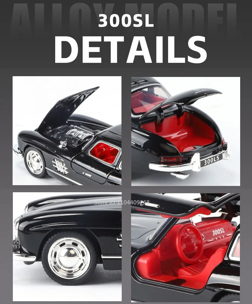 1:32 Scale 300SL GT63 V8 Sports Car Model Toy Metal Die-cast Sound Light Pull Back Vehicles Models Boys Hobby Ornaments Gifts