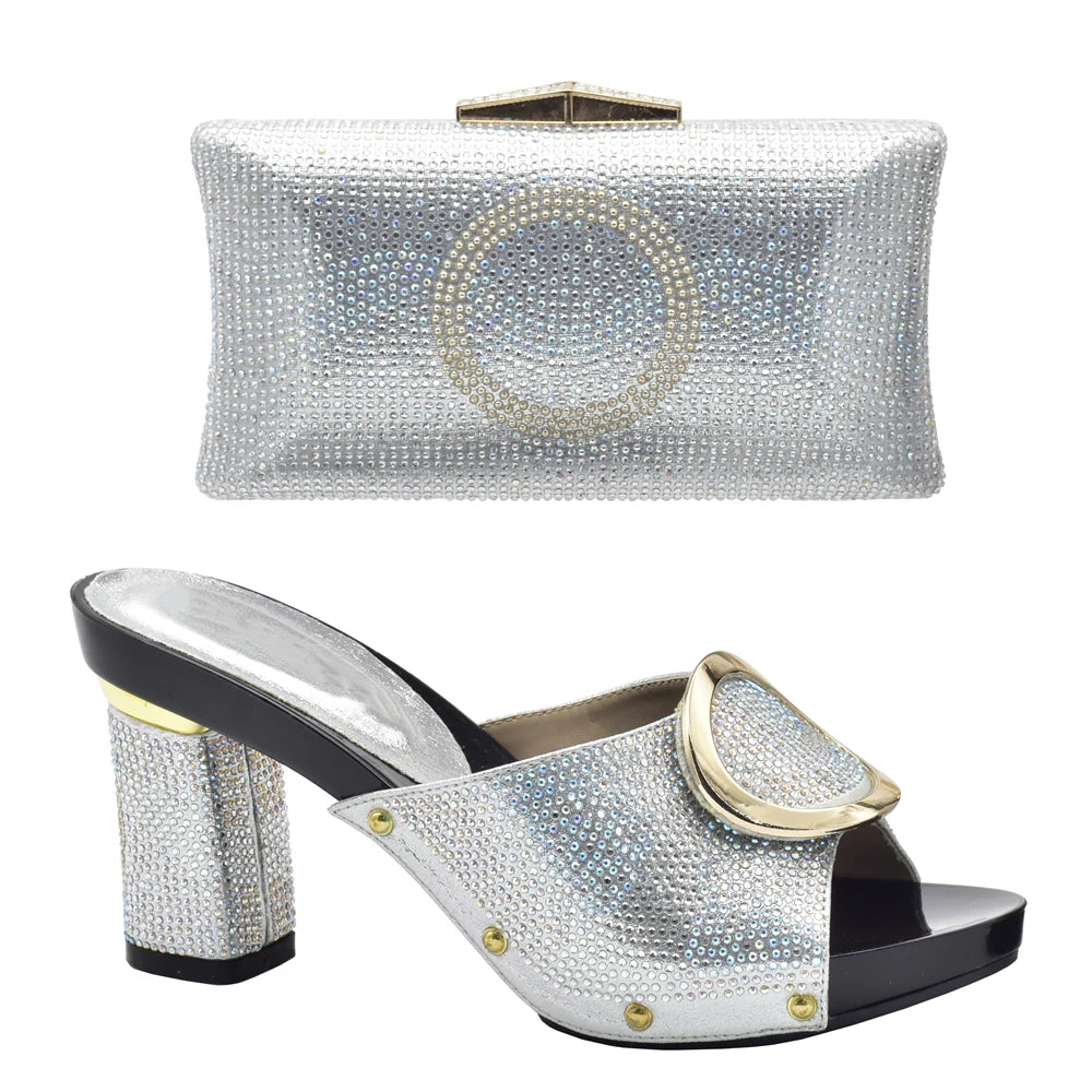 African Shoes and Bag Set for Party In Women Orange Color Italian Matching Shoes and Bag Set African Wedding Shoes and Bags