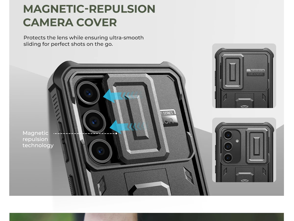 For Samsung Galaxy S24 FE Case with Built-inSlide Camera Cover Full Body Heavy-Duty Rugged Case holder Built-in Screen Protector
