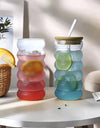 1/2pcs Beverage Glasses With Straws Glass Cups clear Ripple Drinking Glasses for Juice Beer Wine Champagne Cocktail 350/500ml