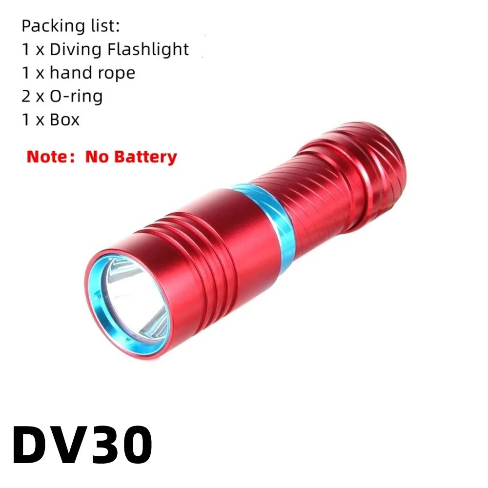 12W Diving Flashlight Rechargeable Underwater LED Torch