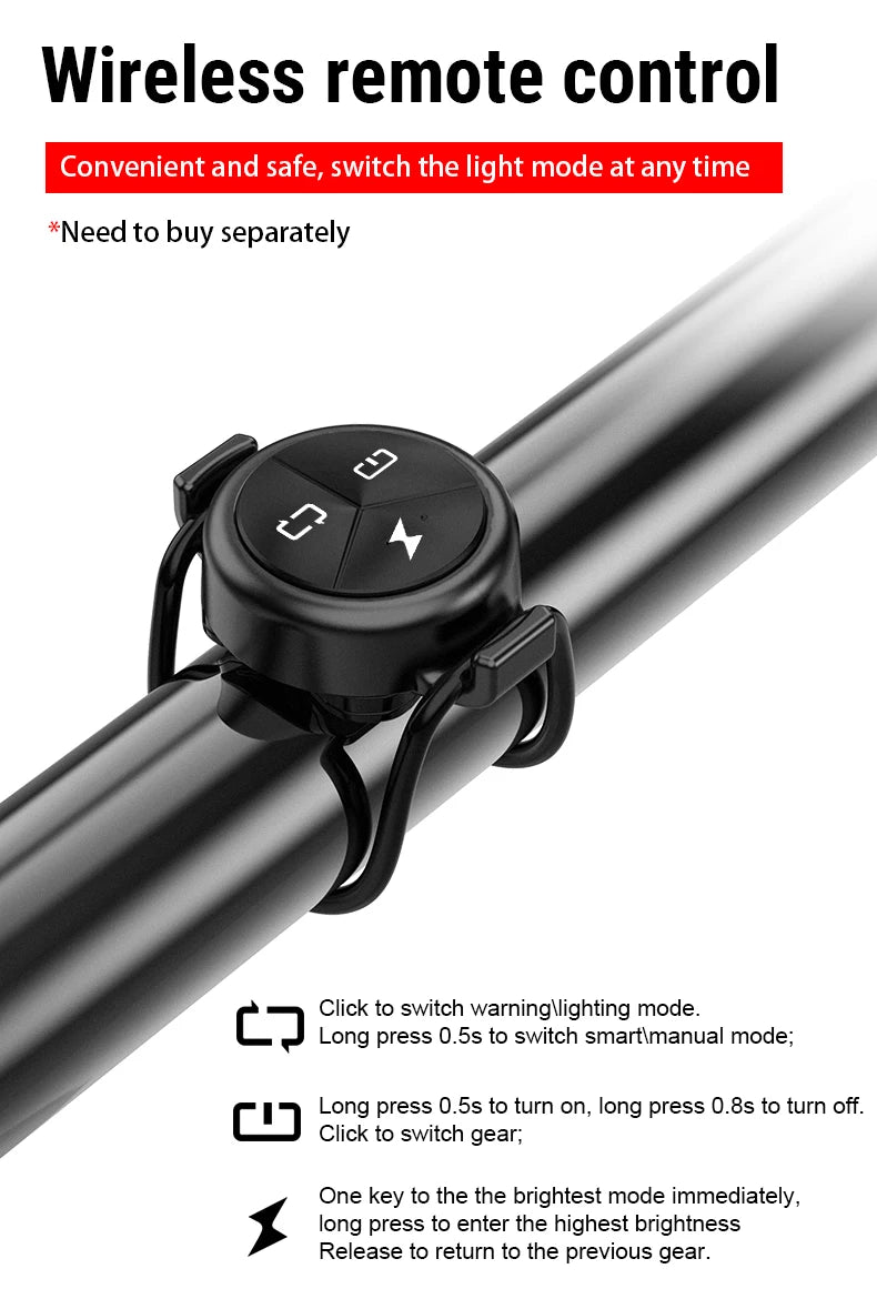 CL900 Bike Front Light 900 Lumens TYPE-C Rechargeable Bicycle Light IPX6 Cycling Headlight LED Flashlight MTB Bike Lamp