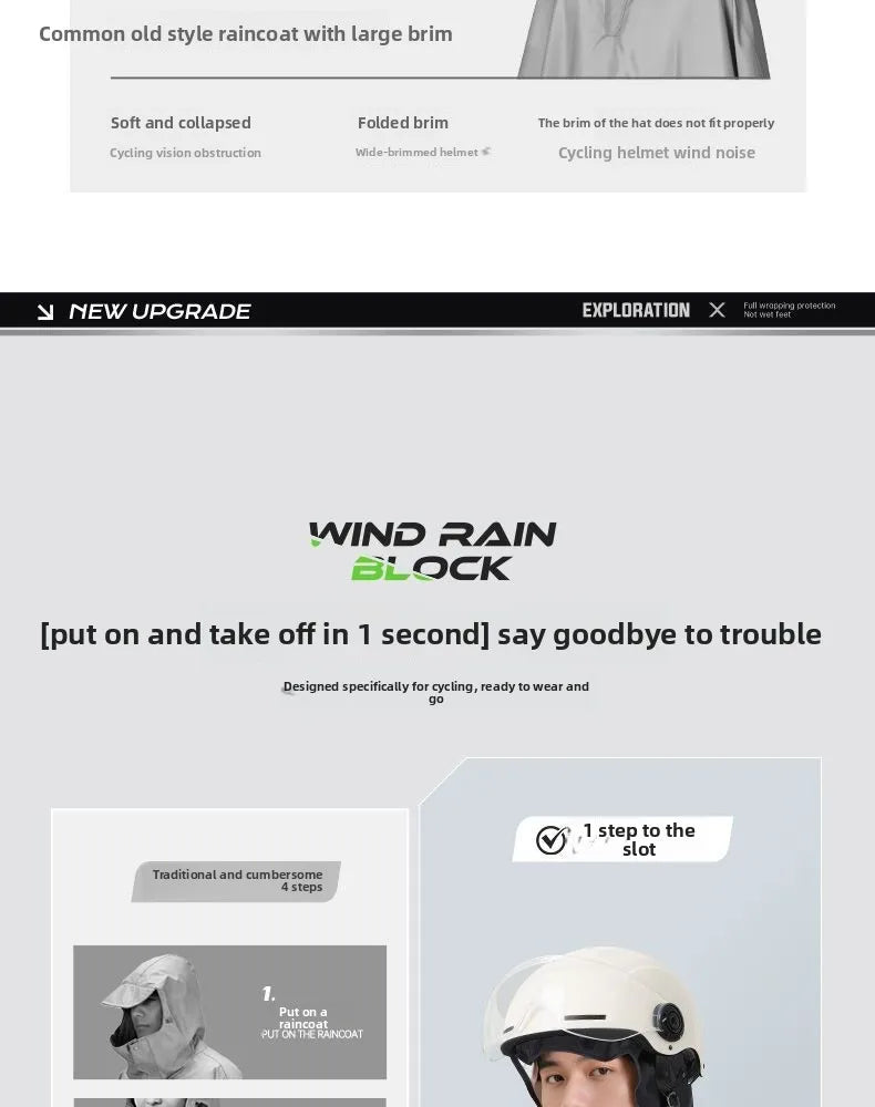 Full Body Waterproof Hooded Rain Poncho with Reflective Details for Motorcycle Riding