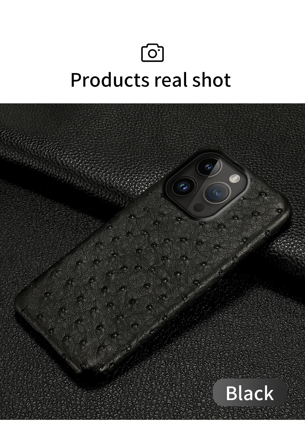 100% Natural Ostrich Leather Phone Case for iPhone 16 15 14 Pro Max 14Pro 16 Plus 15Pro 16Pro luxury Back Cover