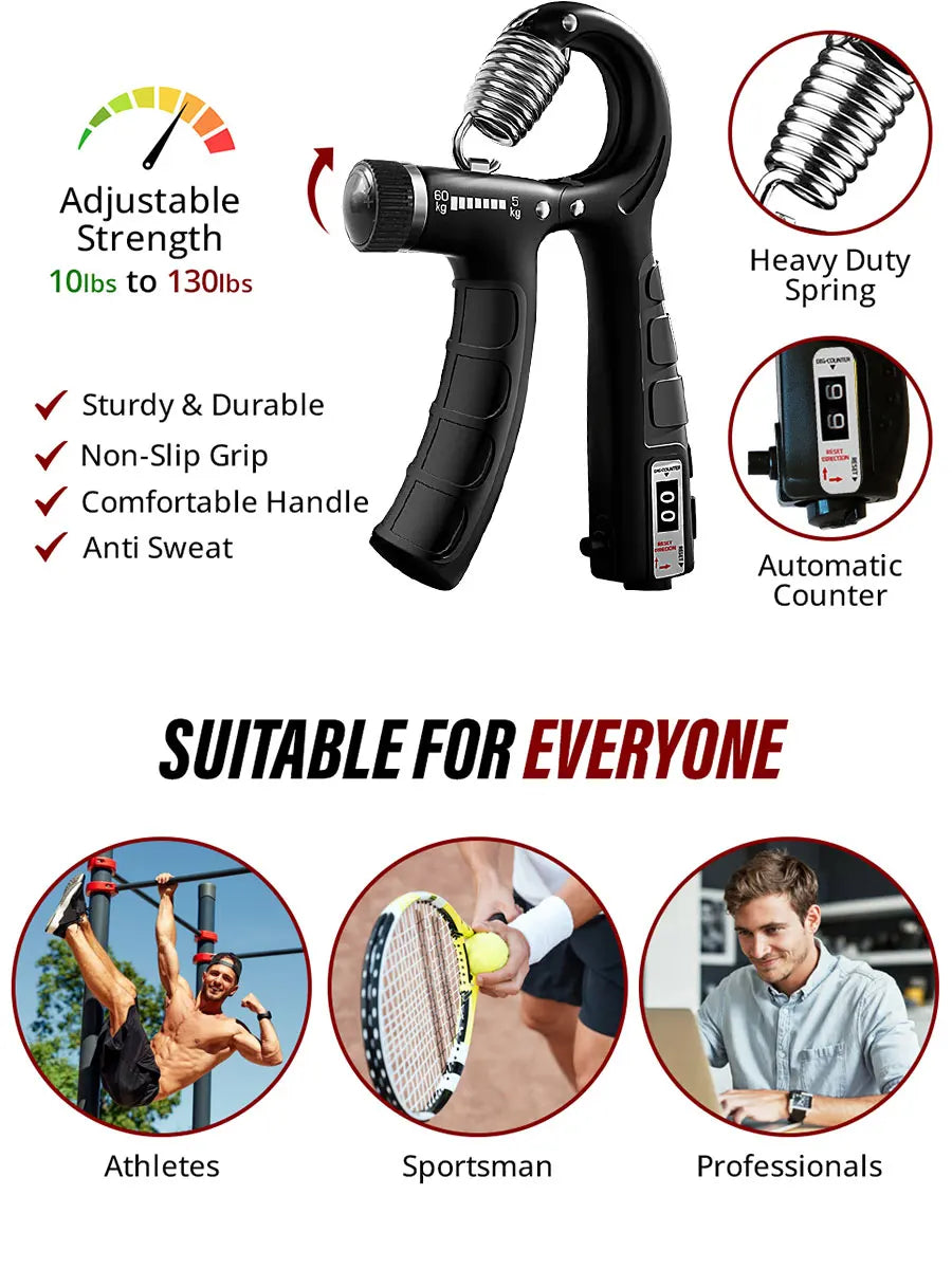 Hand Grip Strengthener, Grip Strength Trainer,Adjustable Resistance,Forearm Strengthener, Perfect for Musicians Athletes