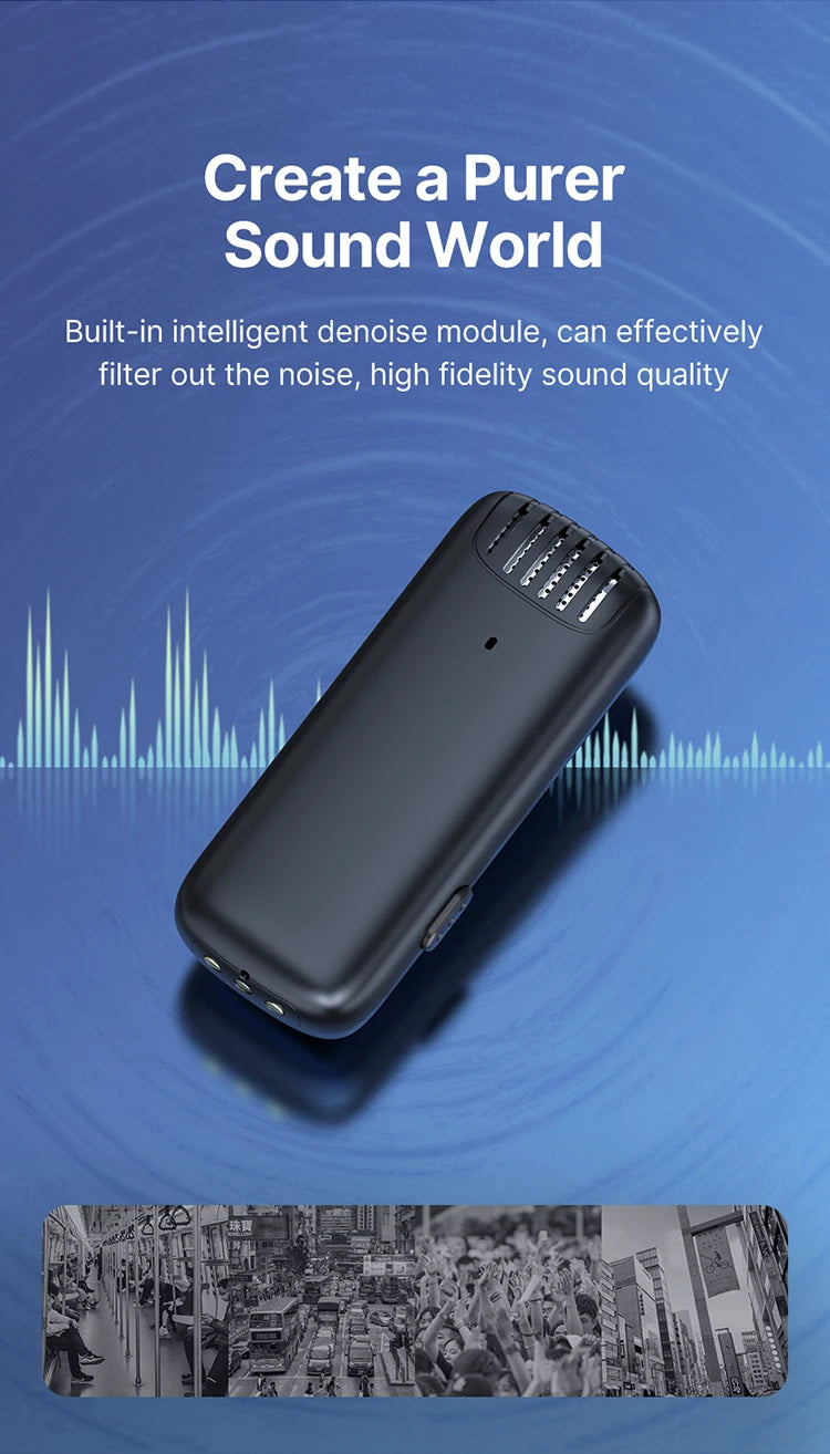 Wireless Lavalier Microphone Dual Mic Plug & Play for iPhone Android Live Recording