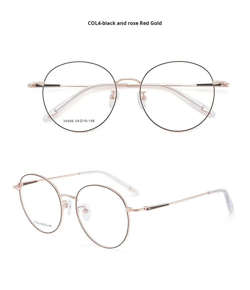 Retro Round Lightweight Alloy Eyeglasses Frames