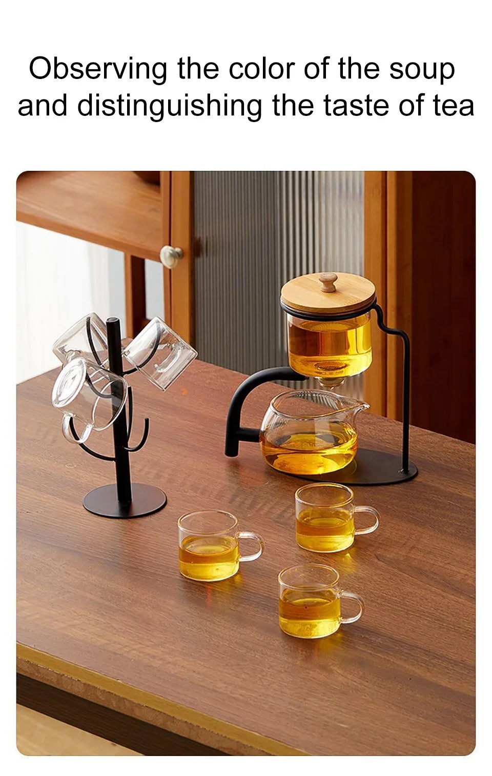 Automatic Glass Teapot Set, Magnetic Diversion, Rotating, Lazy Kungfu, Drinking, 1 Set