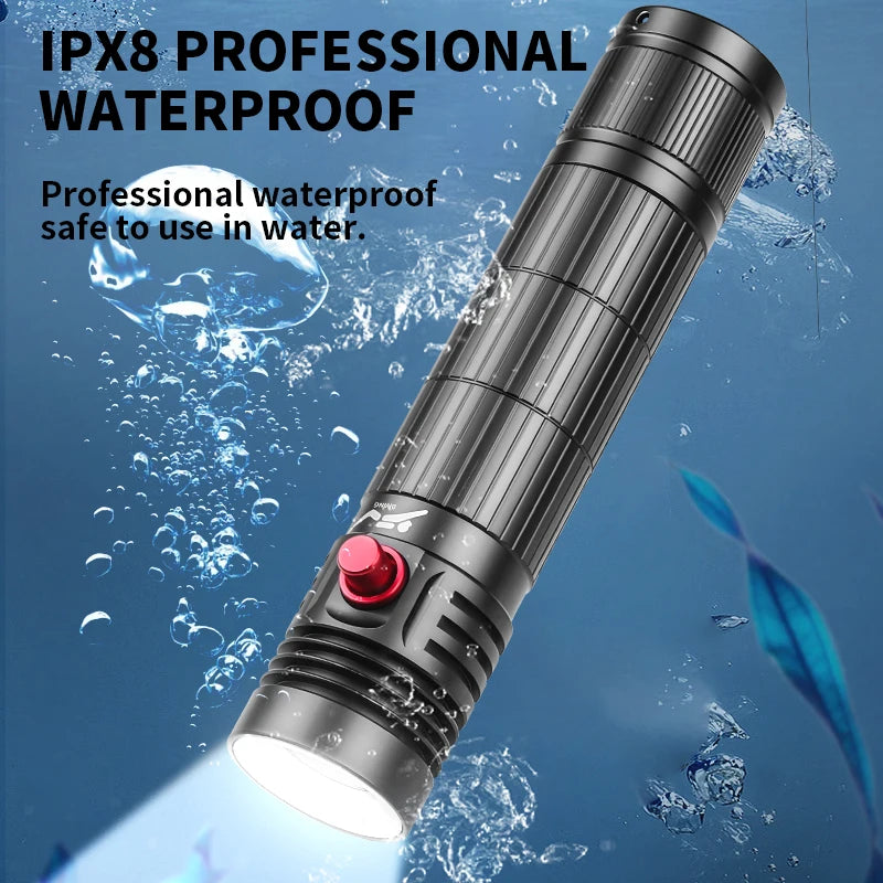 5000LM Professional Diving Flashlight IPX8 Waterproof Underwater LED Torch Rechargeable Dive Light