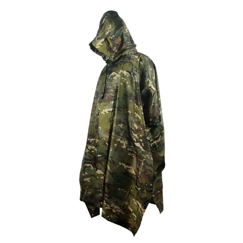 Camouflage Waterproof Folding Rain Poncho for Hiking and Camping