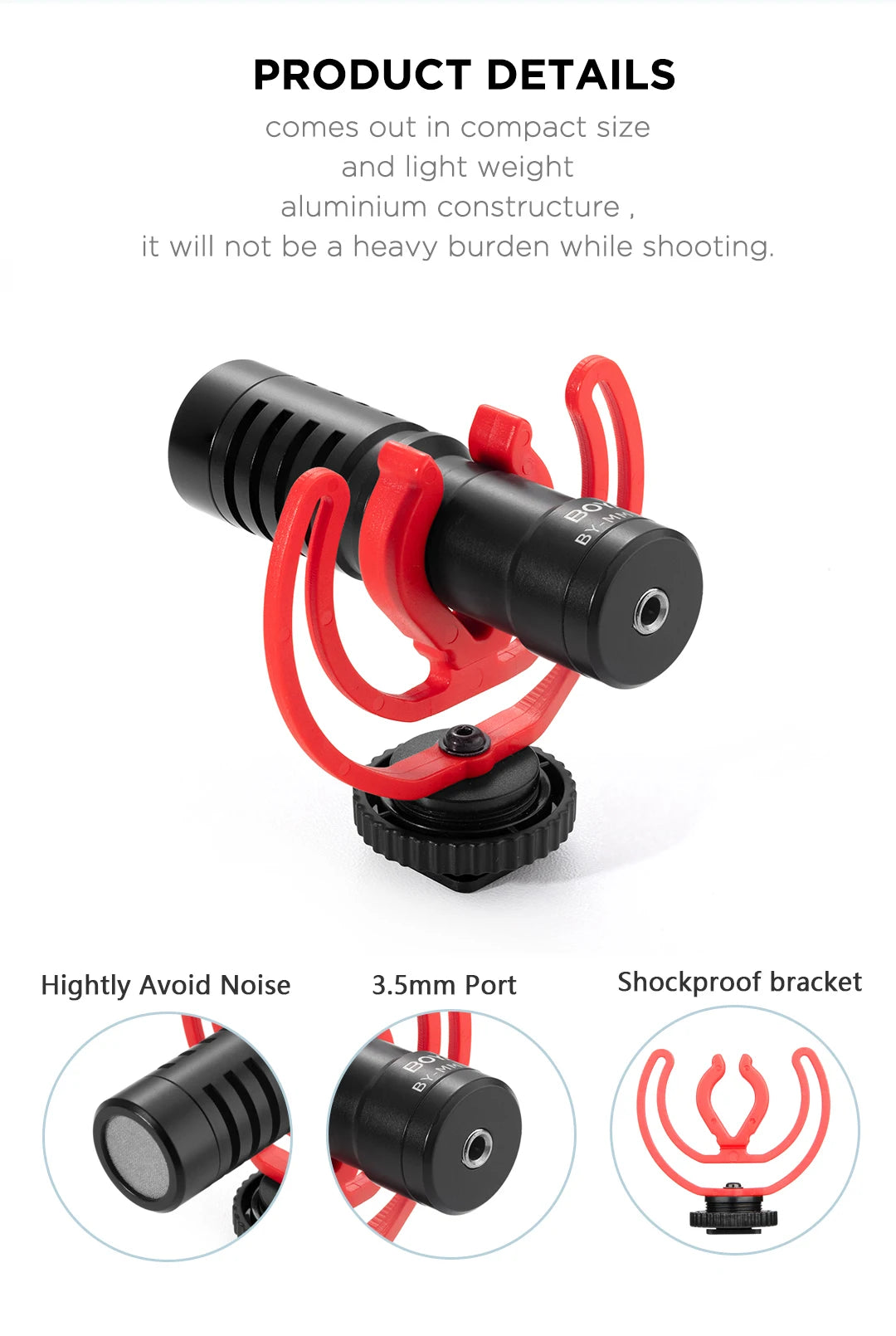 BY-MM1 On-camera Shotgun Microphone for iPhone Android Smartphone PC Laptop Canon Nikon DSLR Cameras Youtube Recording Vlog