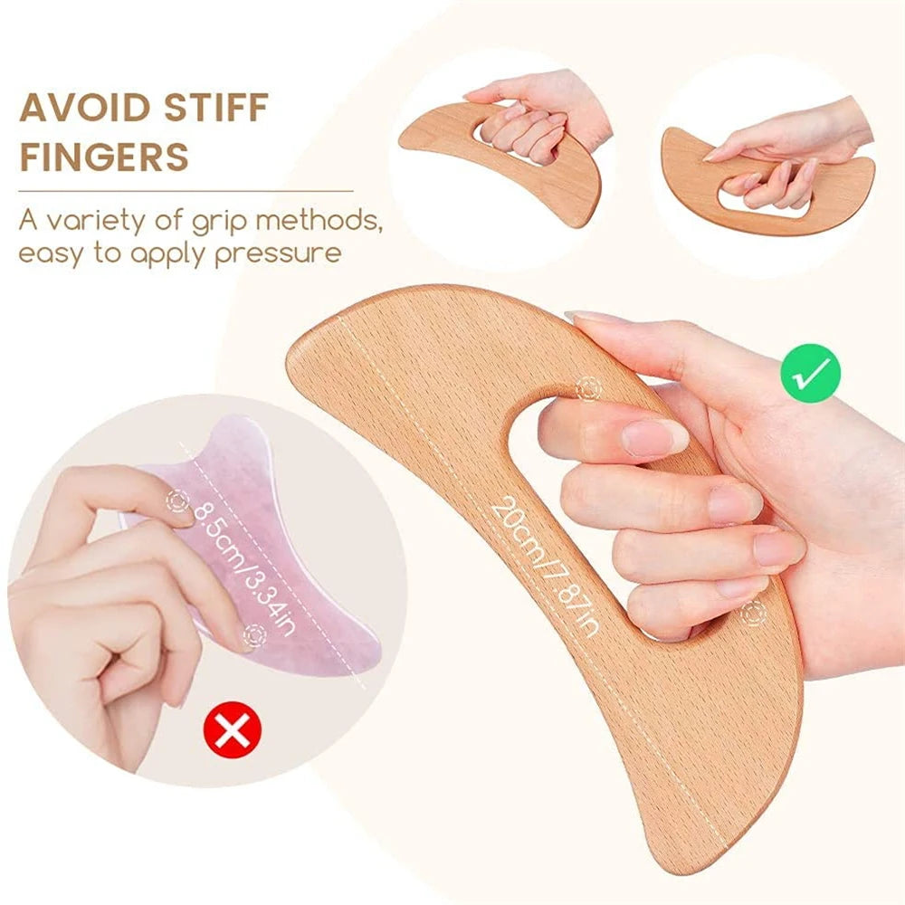 Wood Therapy Massage Gua Sha Tool, Lymphatic Drainage Massager, Grip Scraping Board, Anti Cellulite for Body Shaping,Muscle,Neck