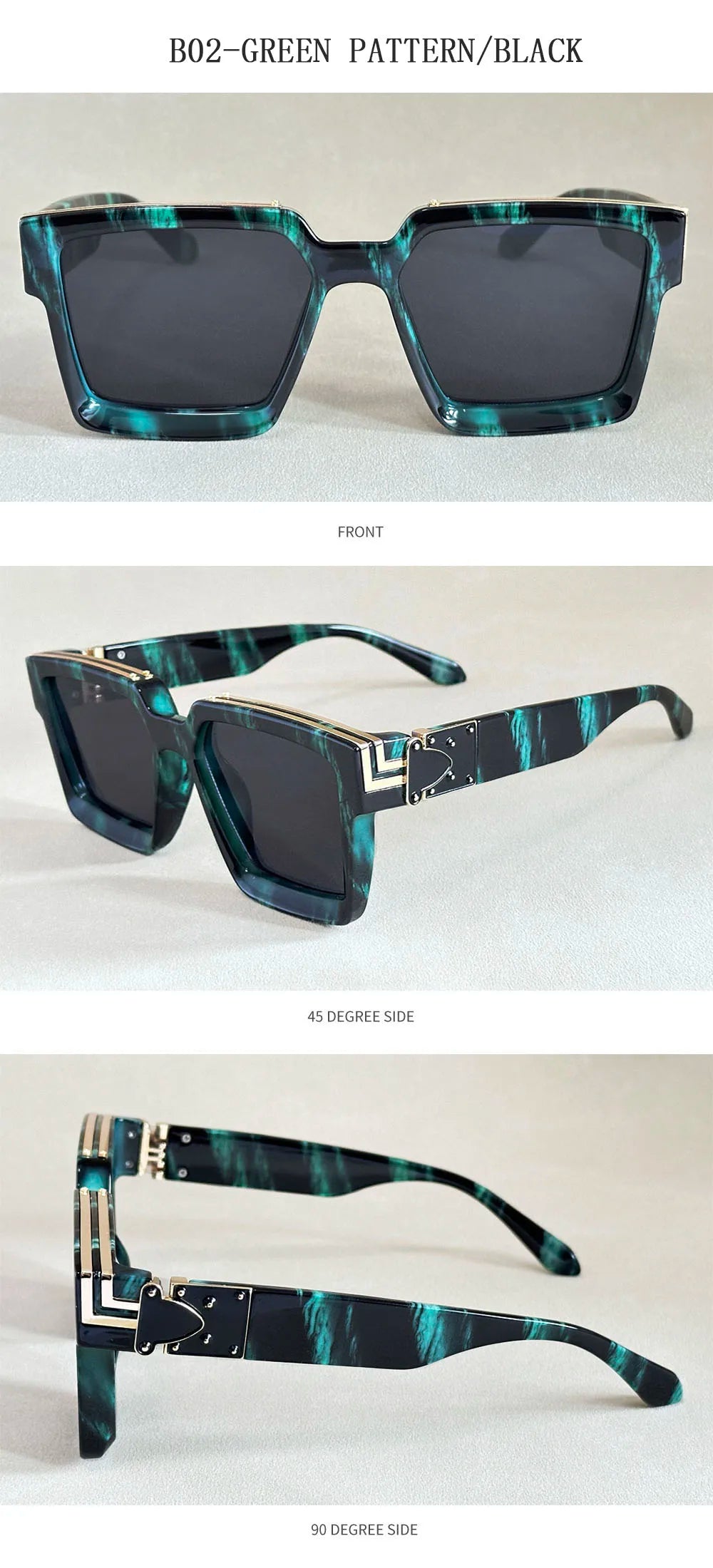 Retro Square Millionaire Sunglasses With UV400 Protection