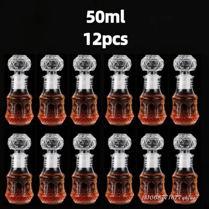 50ml 100ml 6pcs 12pcs Whisky Glass Liquor Bottle French Carved For Alcohol Wedding Gifts Wine Mini Container Storage Favour Set