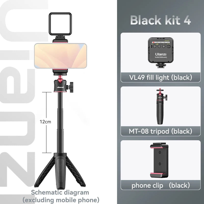 Mini Vlog LED Fill Light 6W 5500K Rechargeable 2000mAh Dimmable Phone Video Lighting