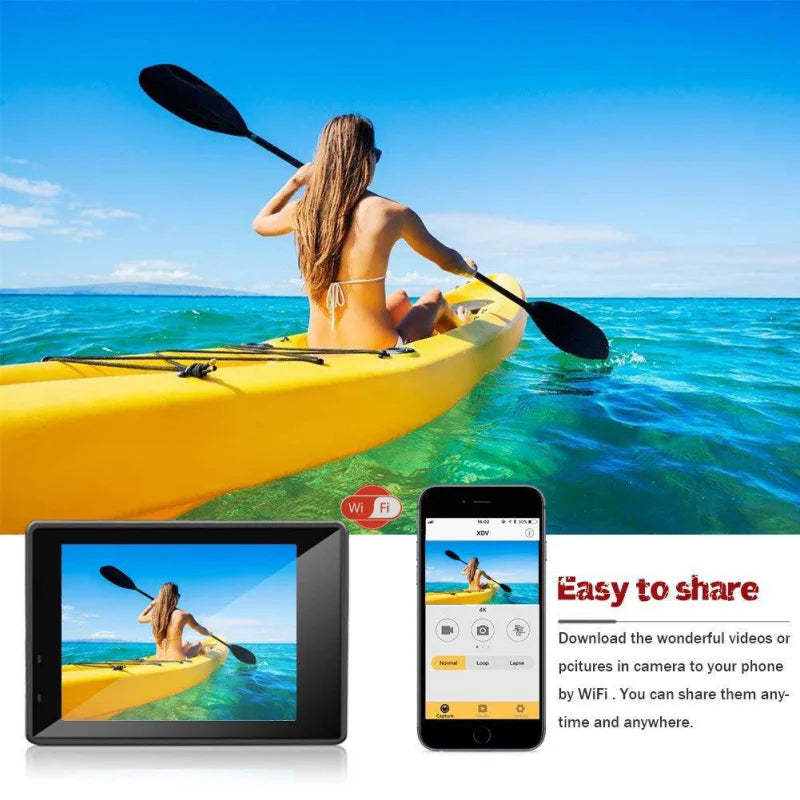 4K WiFi Action Camera with 2 Inch Display and 30M Waterproof Housing