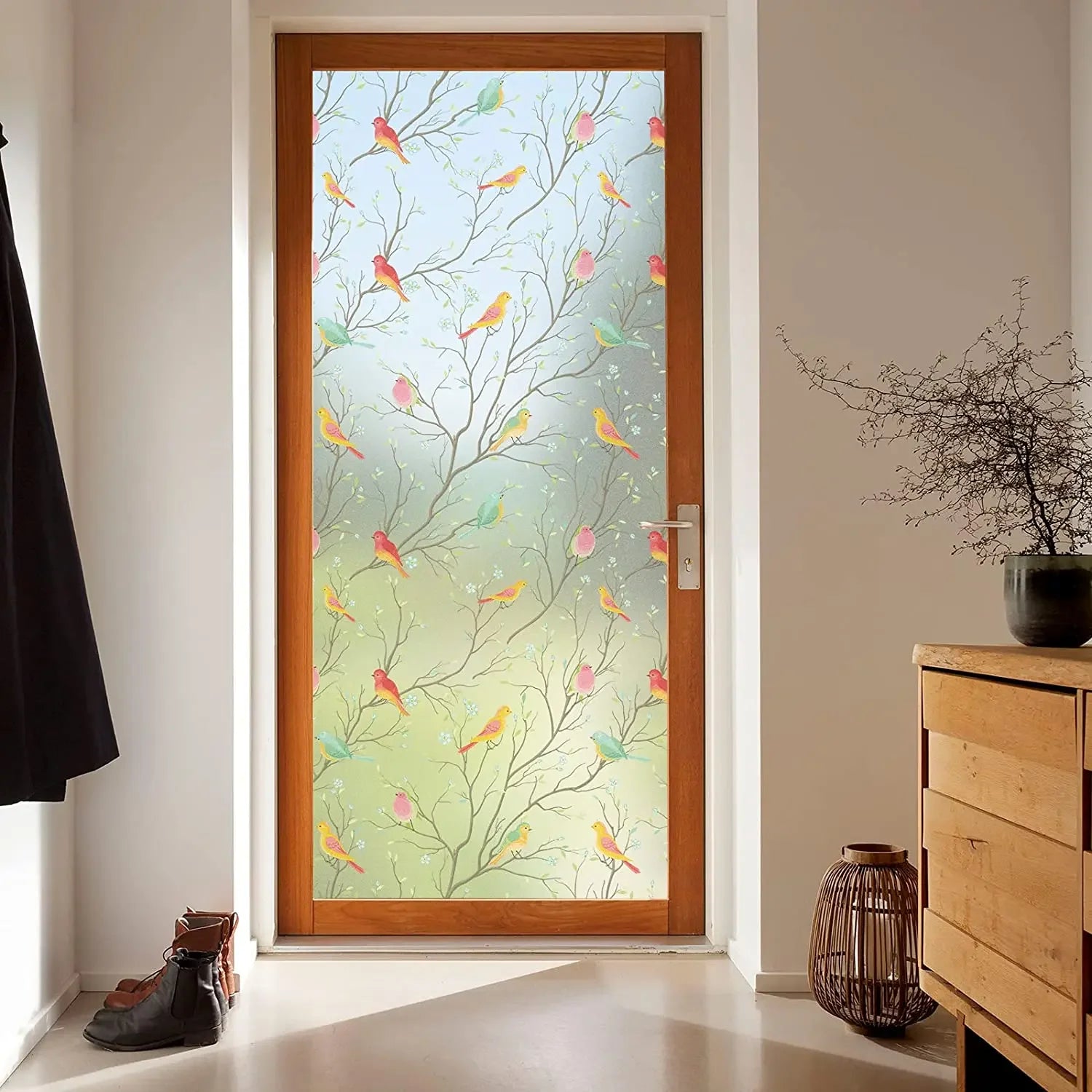 Privacy Window Film Opaque Static Cling Non Adhesive Film Bird Decals Decorative Glass Cover Tint Frosted Stickers for Home
