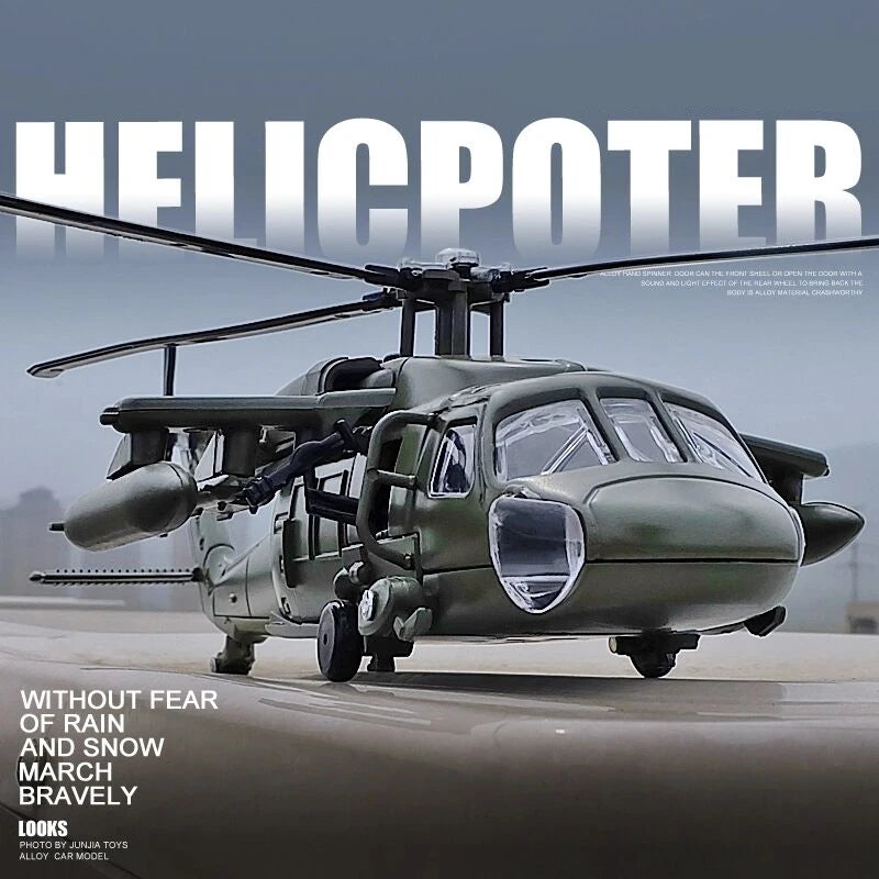 UH60 Hawk Utility Helicopter Metal Model Aircraft Sound and Light Display Toy