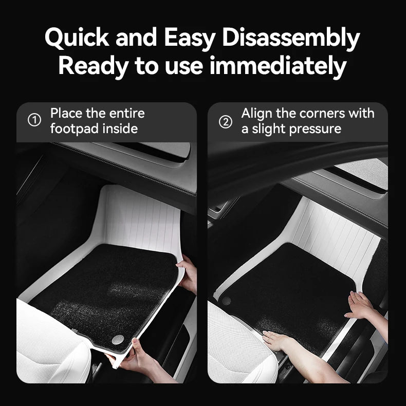 TPE Floor Mats Set with Metal Pedals for Tesla Model Y Juniper Integrated Trunk Liner All Weather Protection