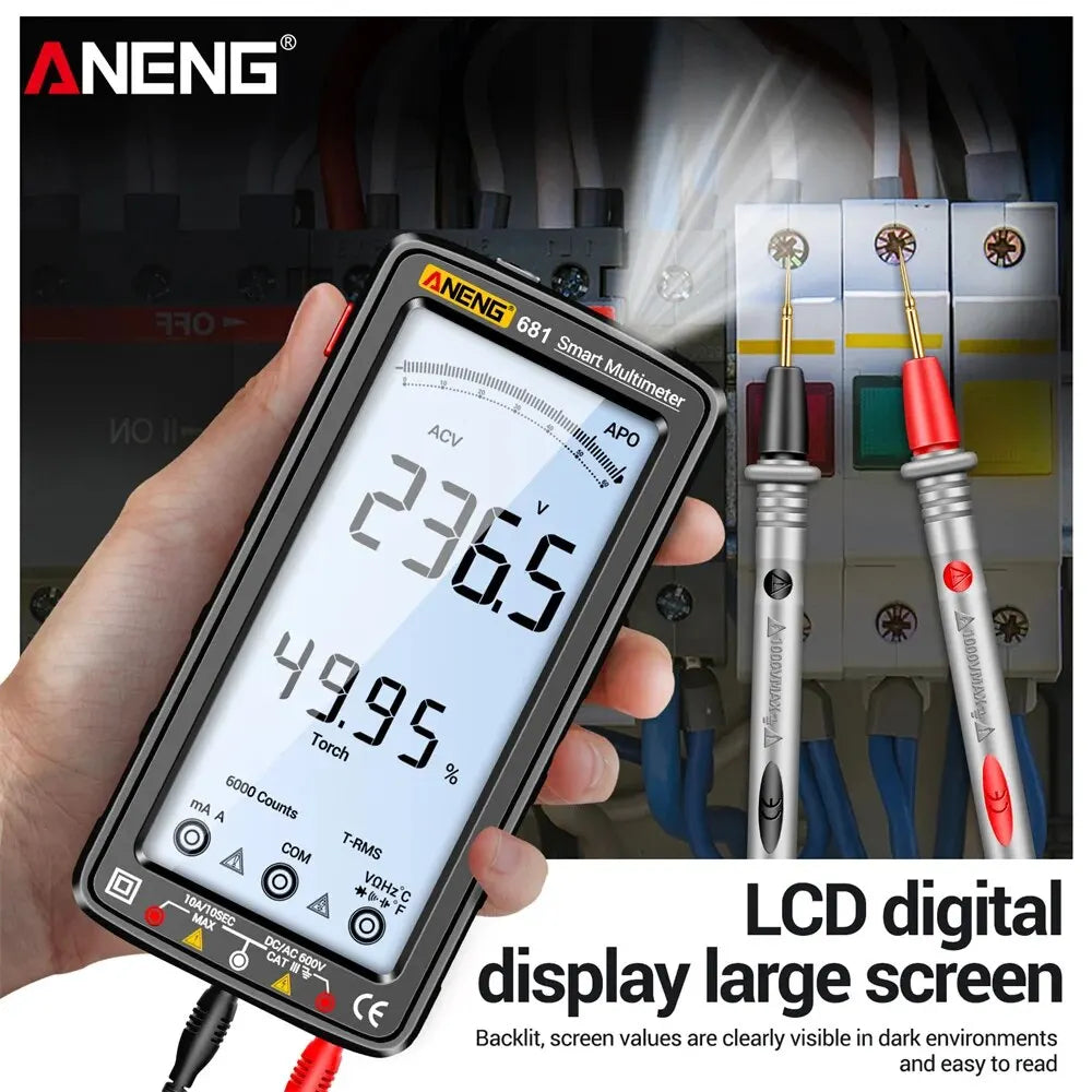 Rechargeable Digital Professional Multimeter Non-contact Voltage Tester AC/DC Voltage Meter LCD Screen Current Tester