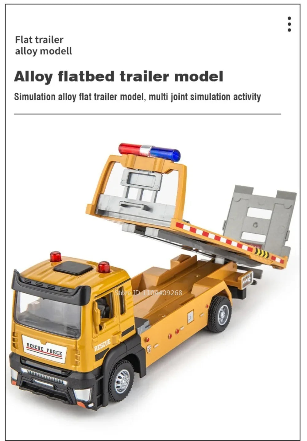 1:32 Flatbed Trailer Roadblock Transpot Truck Model Toy Alloy Diecast Vehicle Simulation Engineering Models Sound Light Gifts