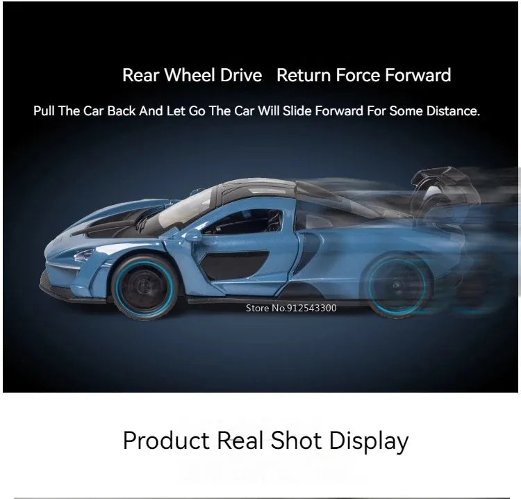 1:32 720S Senna Sports Car Model Toy Doors Opened Metal Die-cast Sound Light Miniature Vehicles Models Boys Collection Gifts